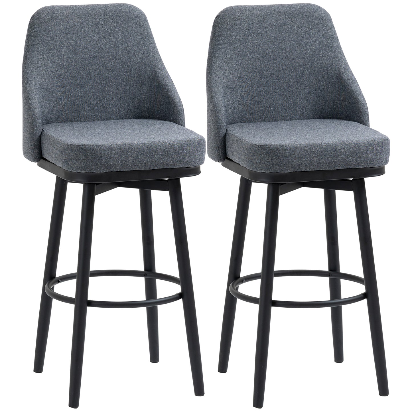 HOMCOM Extra Tall Bar Stools, 360° Swivel, Charcoal Grey