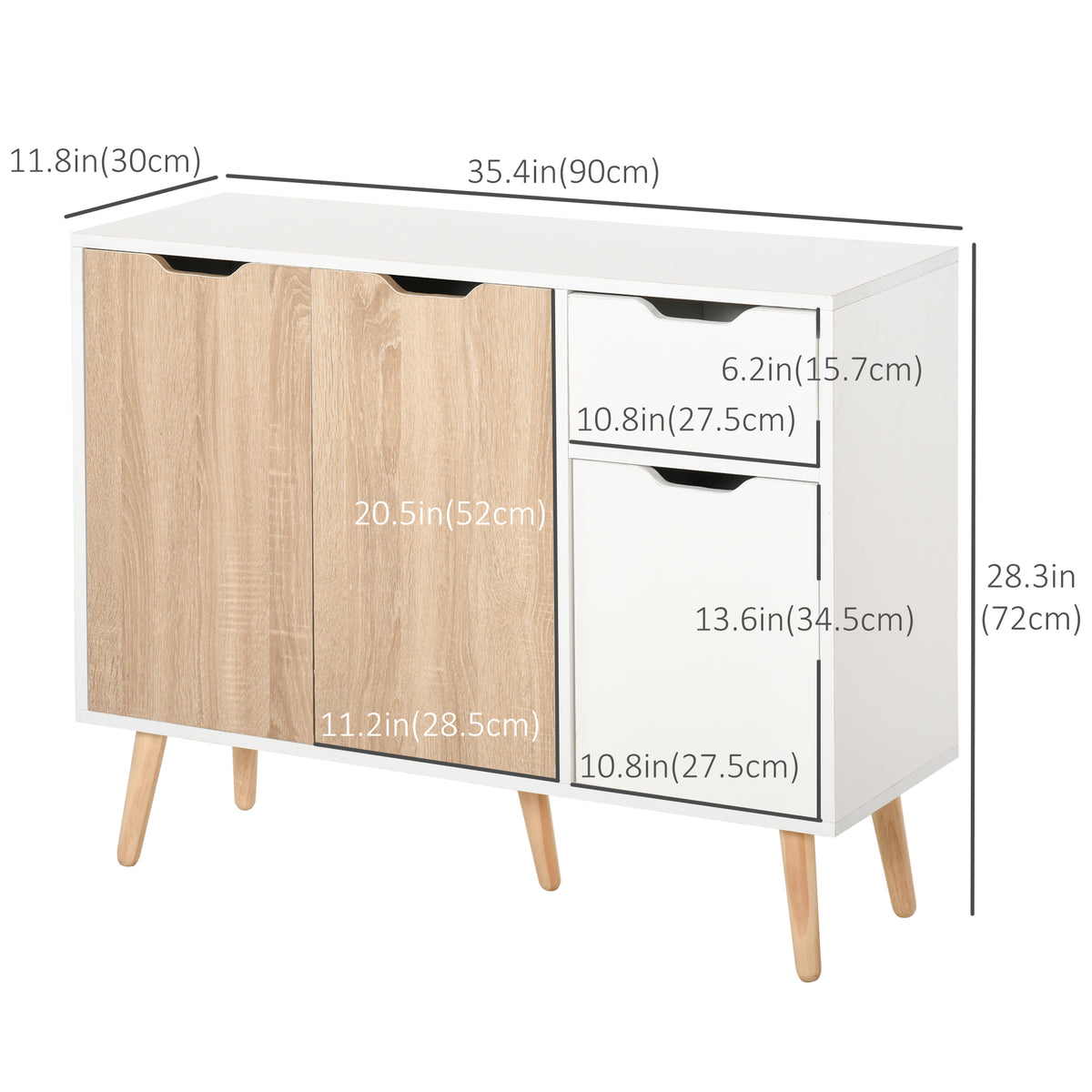 35" Sideboard Storage Cabinet with Drawer