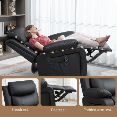 HOMCOM Deluxe PU Leather Manual Massage Recliner Chair with Swivel & Rocking