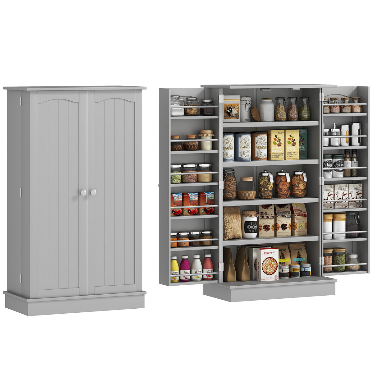 2-Door Kitchen Pantry Cabinet with 5-tier Shelving – 24"W x 41"H