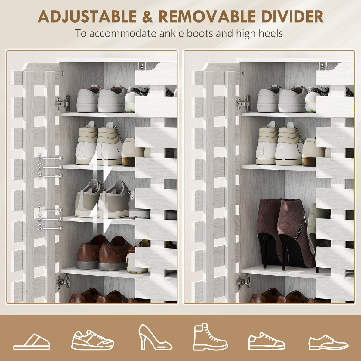 Shoe Cabinet with Hollowed-Out Doors – 34"W x 37"H