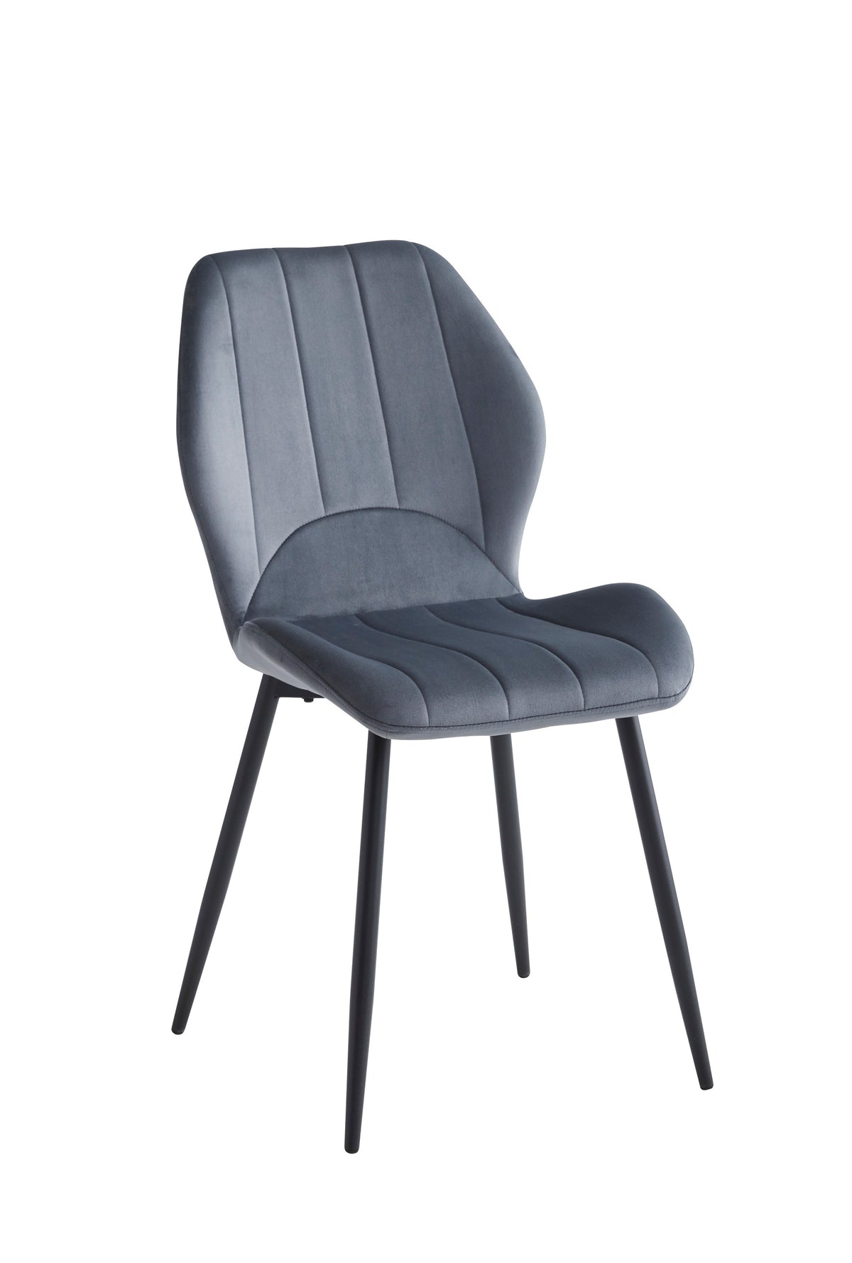 Velvet Dining Chair with Black Steel Legs – Set of 6