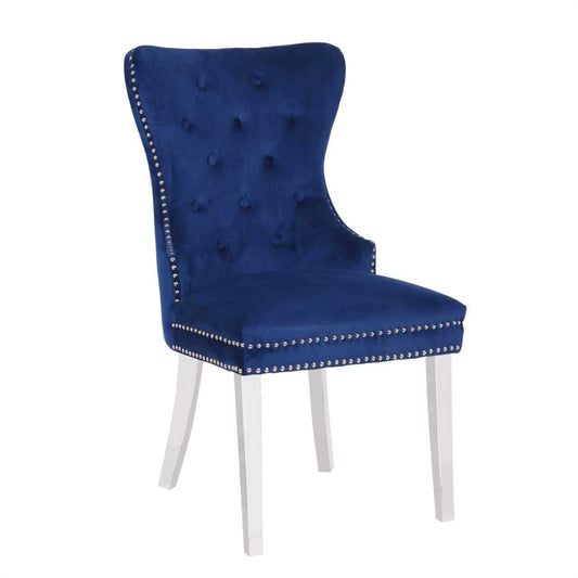 Velvet Ring-Back Dining Chair with Chrome Legs