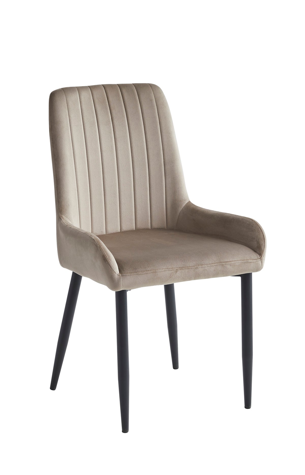 Vertical-Stitch Dining Chair with Black Steel Legs – Set of 2