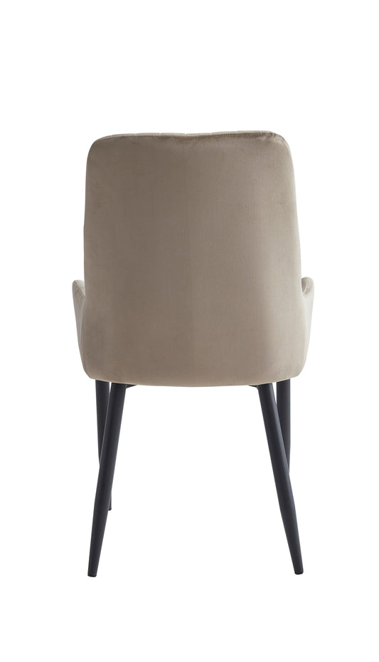 Vertical-Stitch Dining Chair with Black Steel Legs – Set of 2
