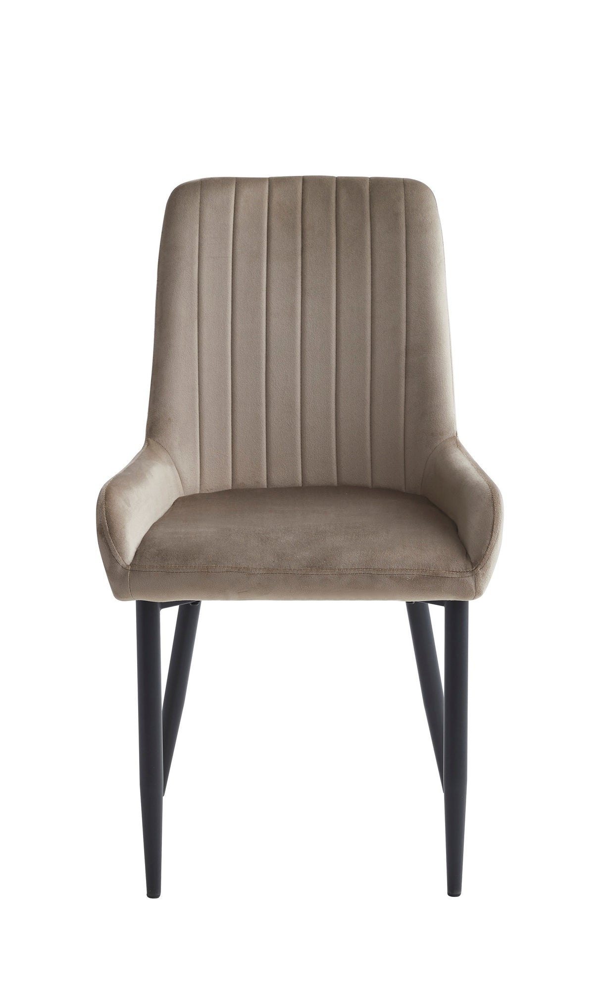 Vertical-Stitch Dining Chair with Black Steel Legs – Set of 2