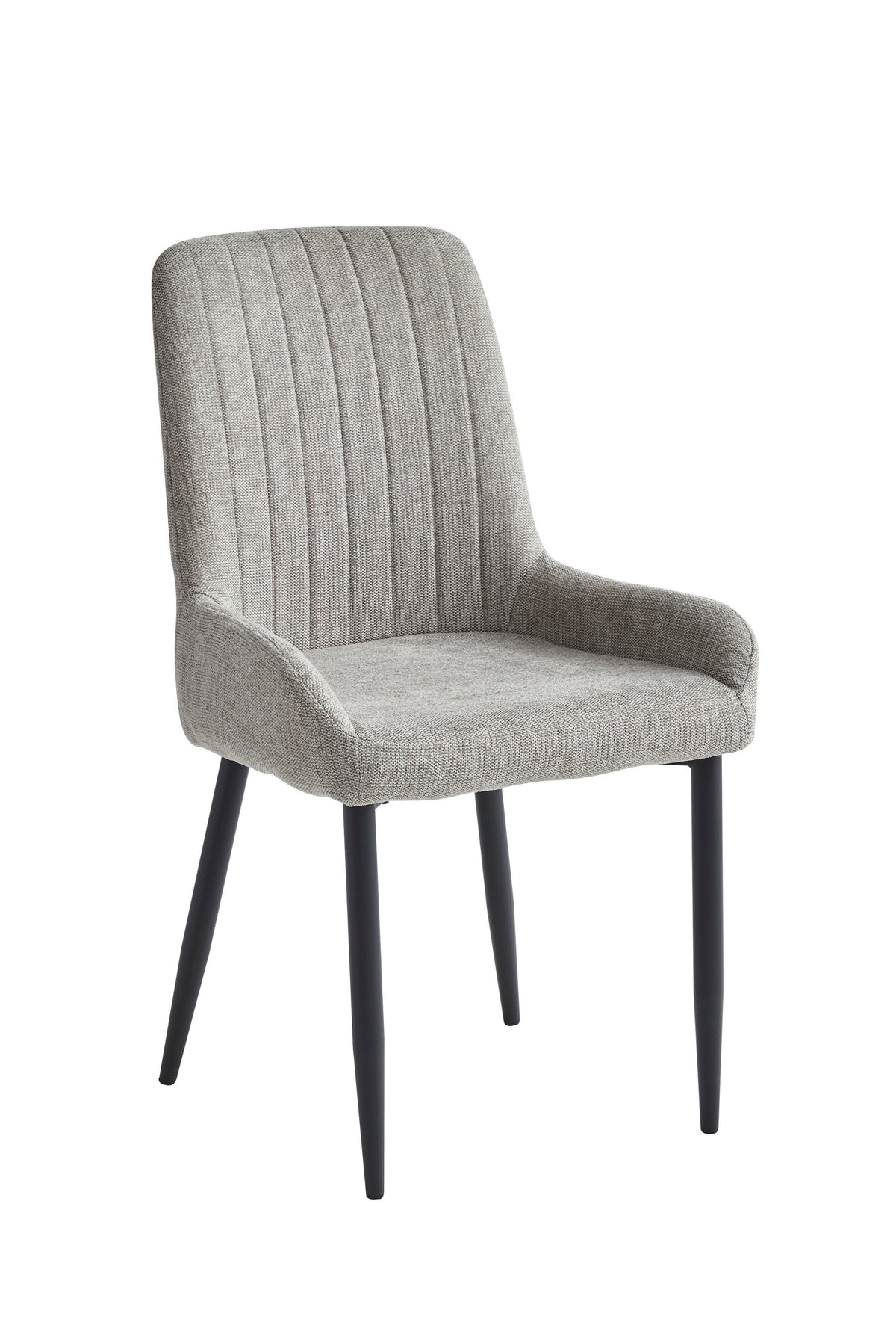Vertical-Stitch Dining Chair with Black Steel Legs – Set of 2