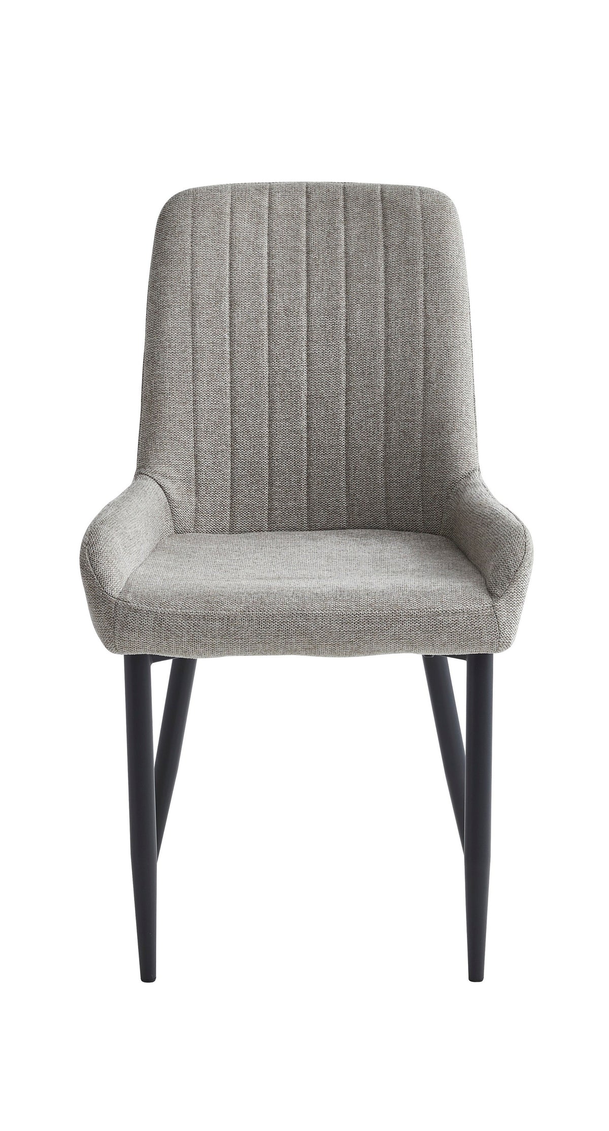 Vertical-Stitch Dining Chair with Black Steel Legs – Set of 2
