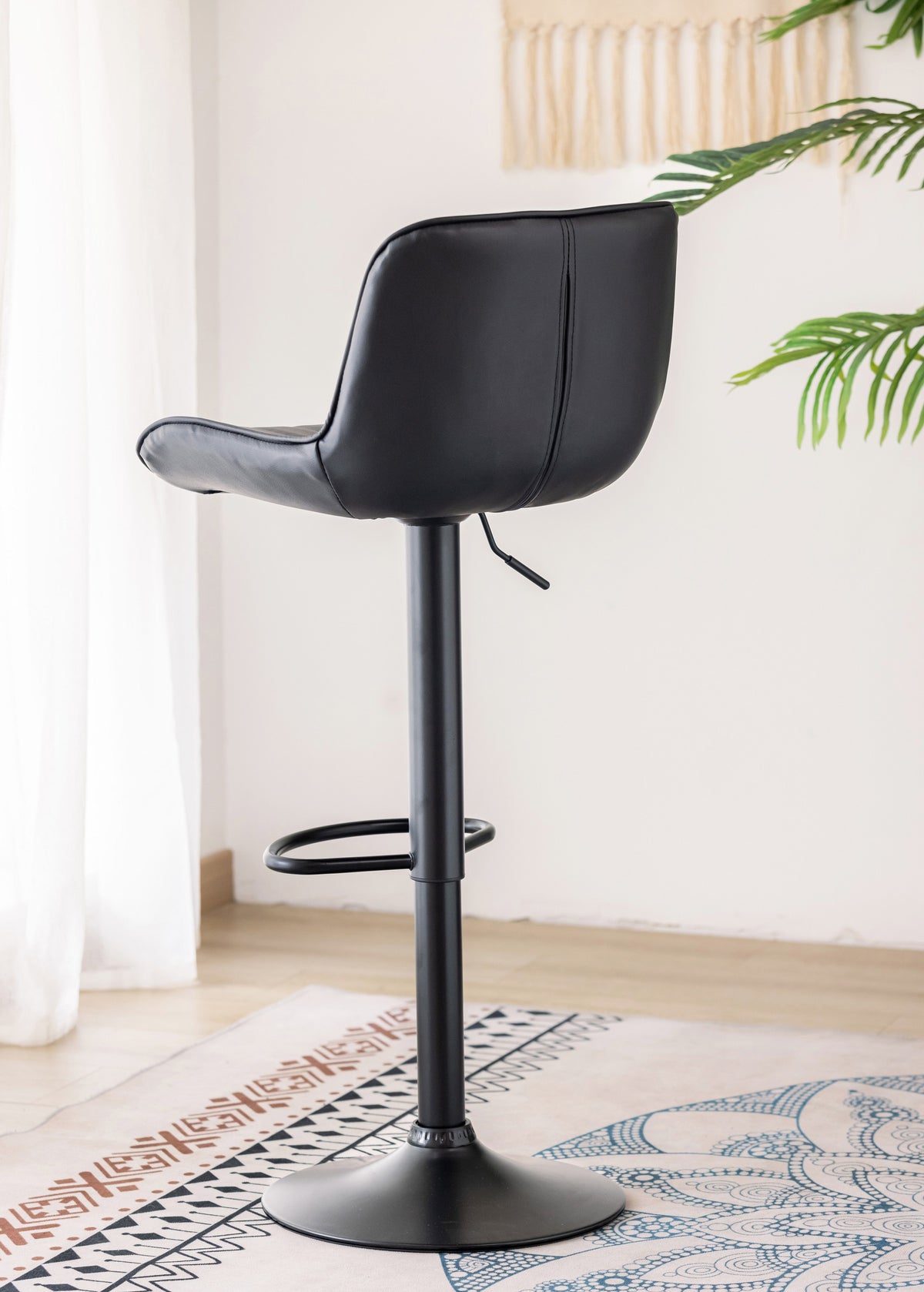 Vertical-Stitch Swivel Bar Stool – Set of 2