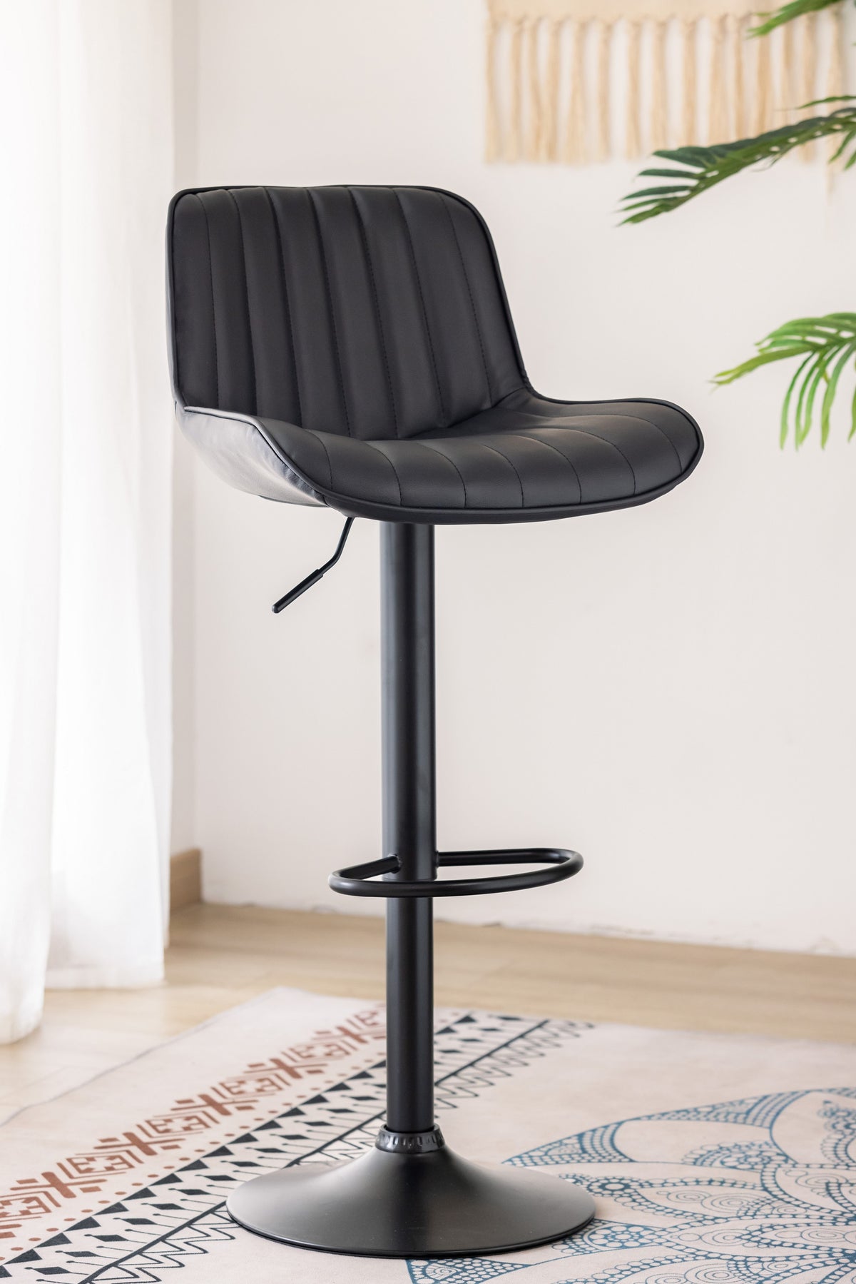 Vertical-Stitch Swivel Bar Stool – Set of 2