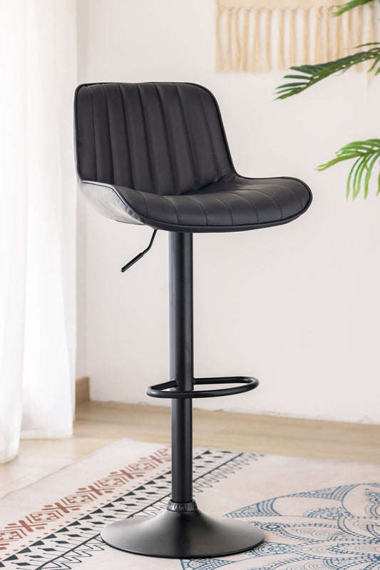 Vertical-Stitch Swivel Bar Stool – Set of 2