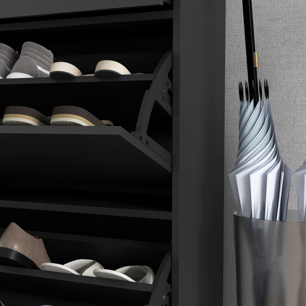 Modern Shoe Cabinet with 2 Flip Doors and Drawer – 30"W x 43"H