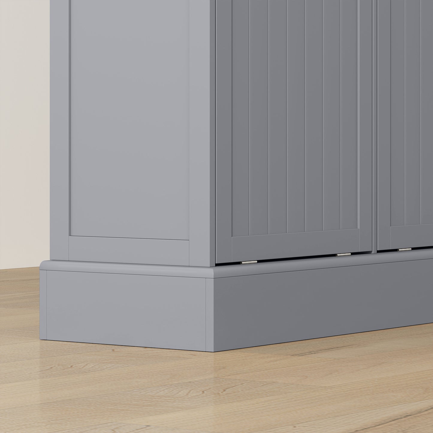 HOMCOM Kitchen Cabinet with Charging Station Freestanding Grey