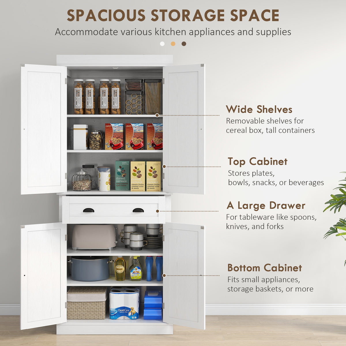 Tall Kitchen Pantry Cabinet with 2 Drawers – 30"W x 73"H