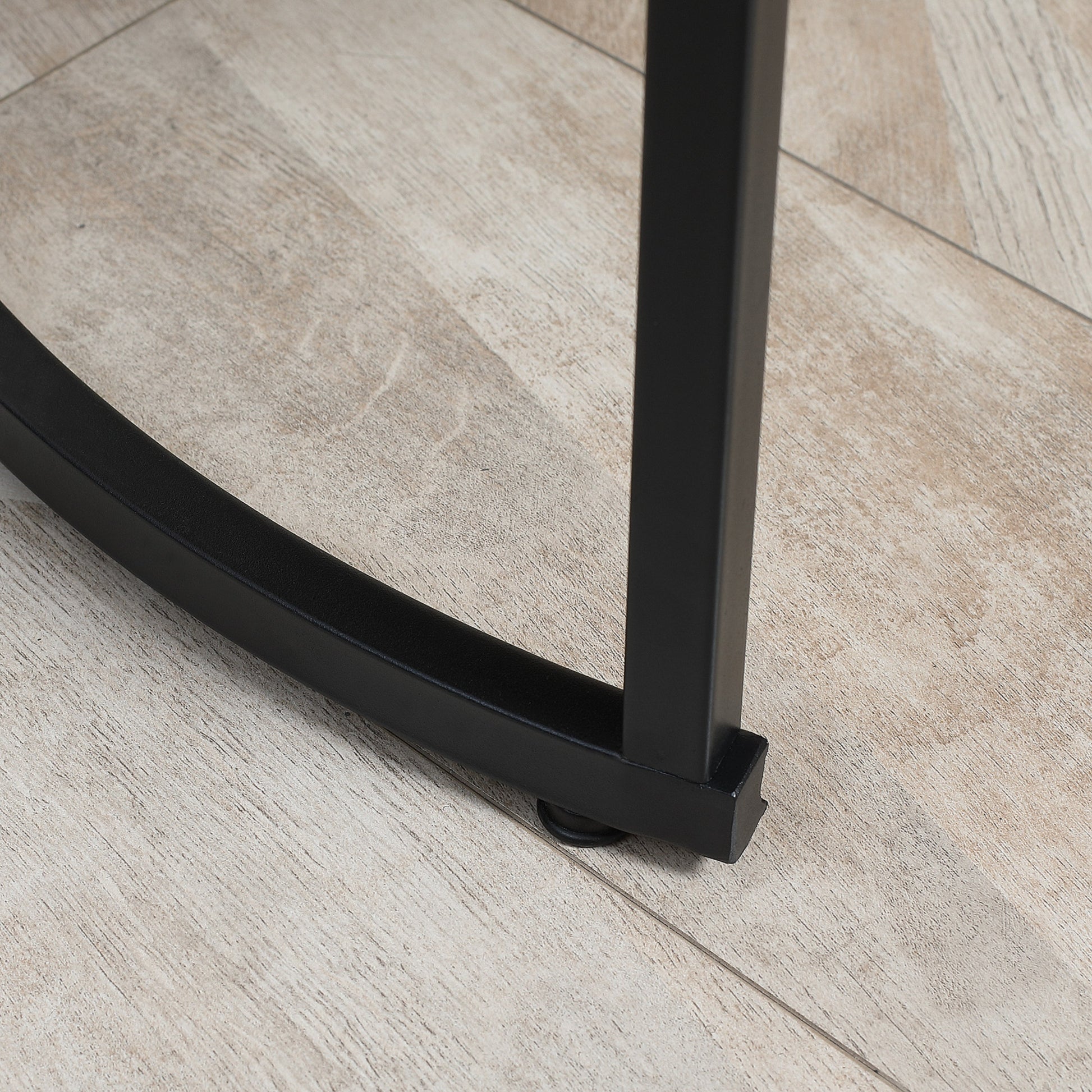 HOMCOM Modern Round Nesting Coffee Tables Set, Metal Frame, Grey Wood Grain