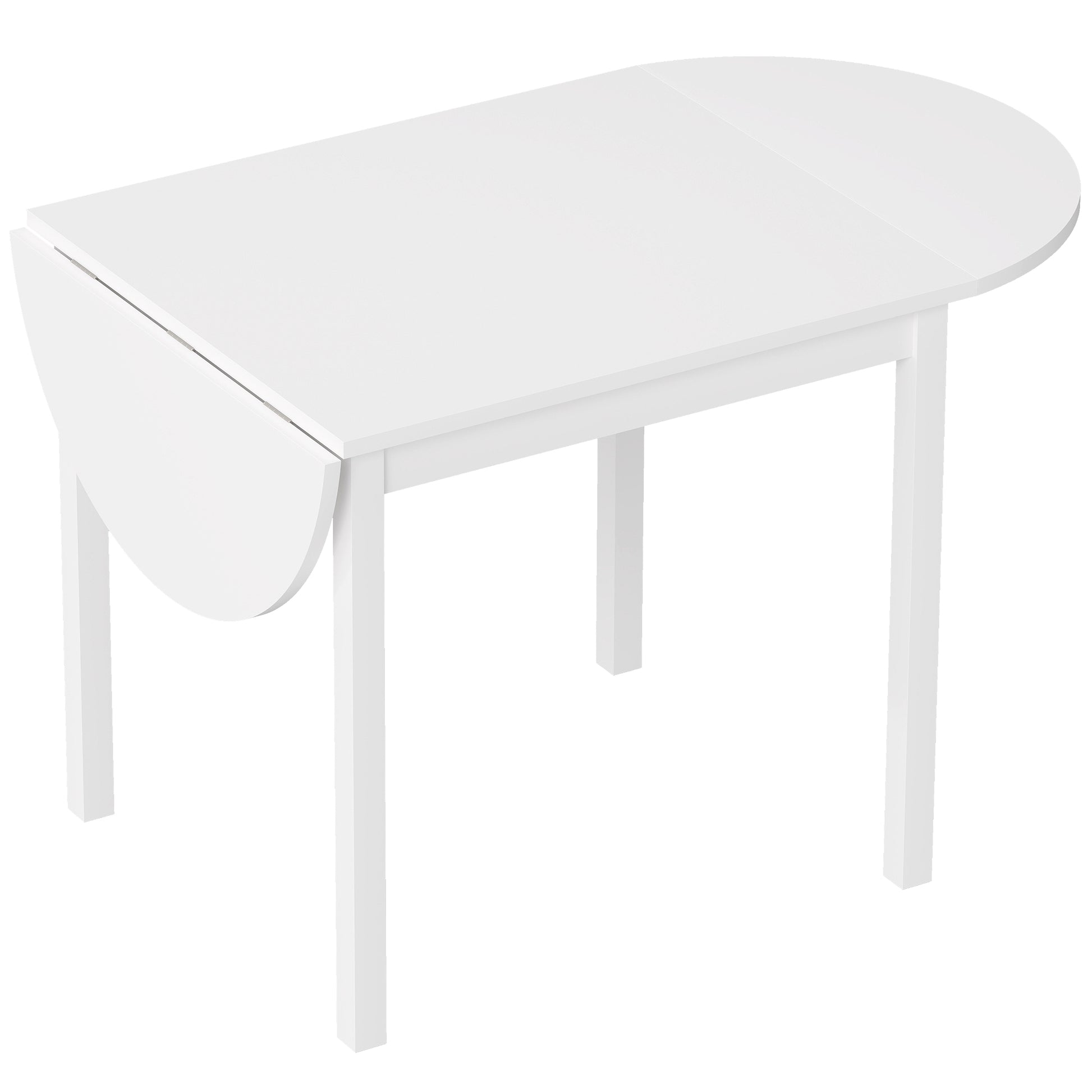 HOMCOM Solid Wood Drop Leaf Dining Table White