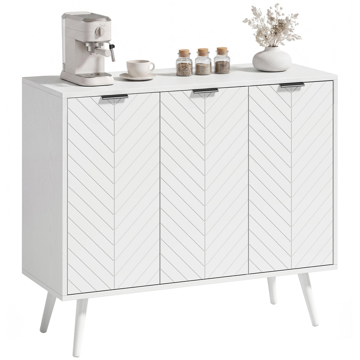 Modern Sideboard and Buffet with Adjustable Shelves and 3 Doors – 36"W x 30"H