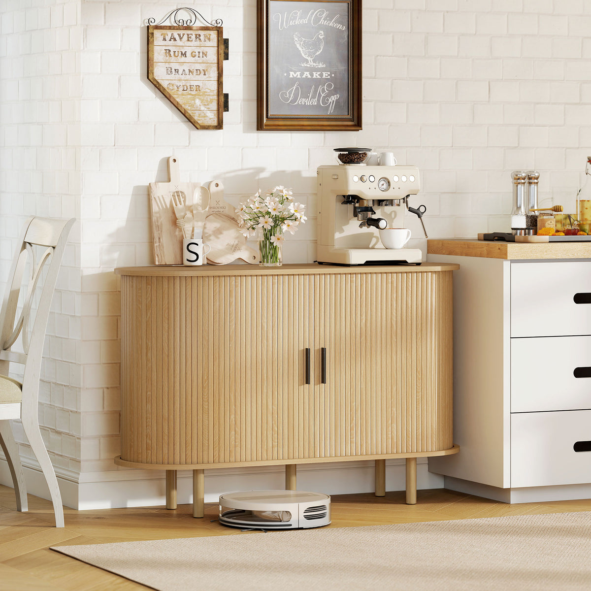 Buffet Cabinet with Tambour Sliding Doors – 47"W x 31"H
