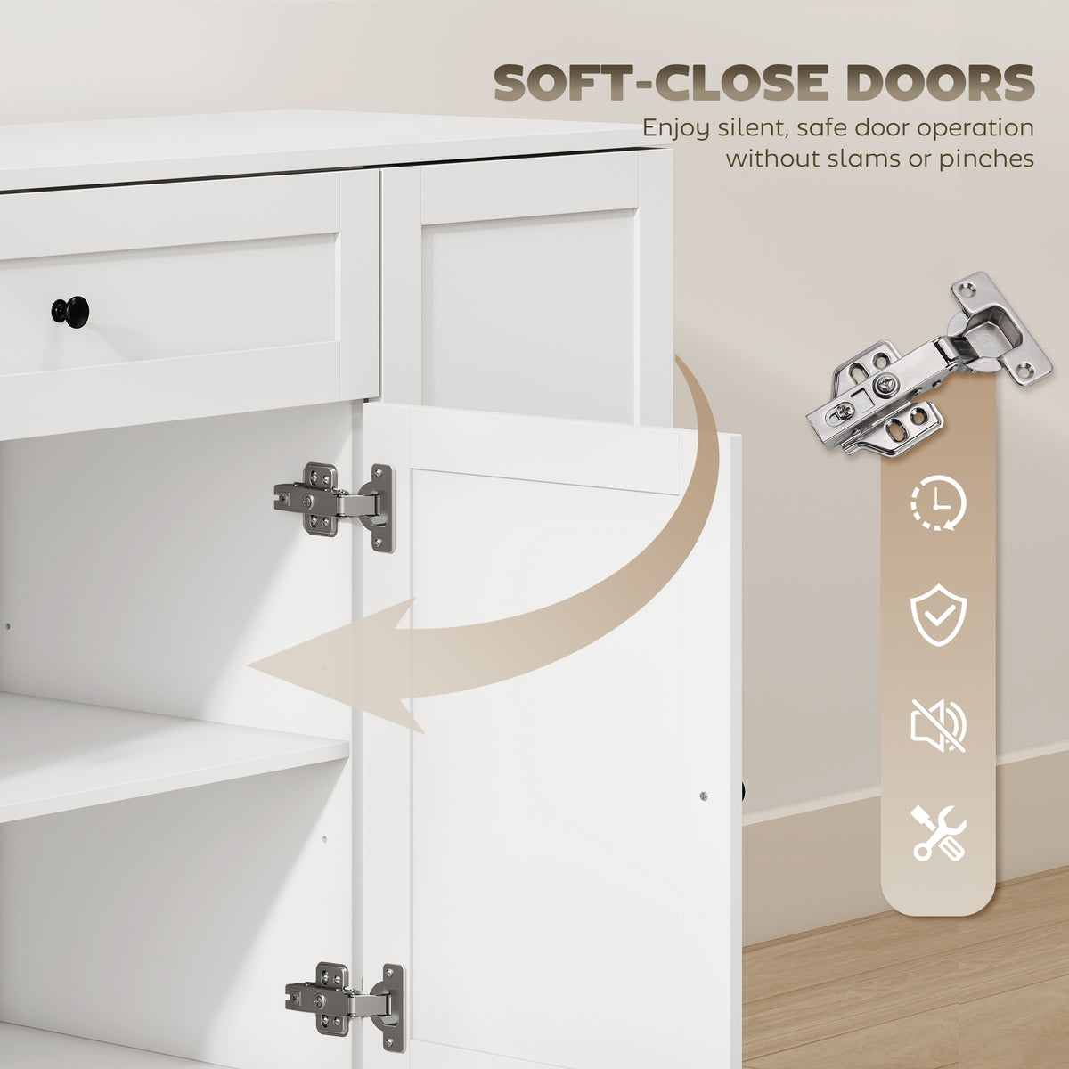 Modern Kitchen Storage Cabinet with Drawer – 55"W x 31"H