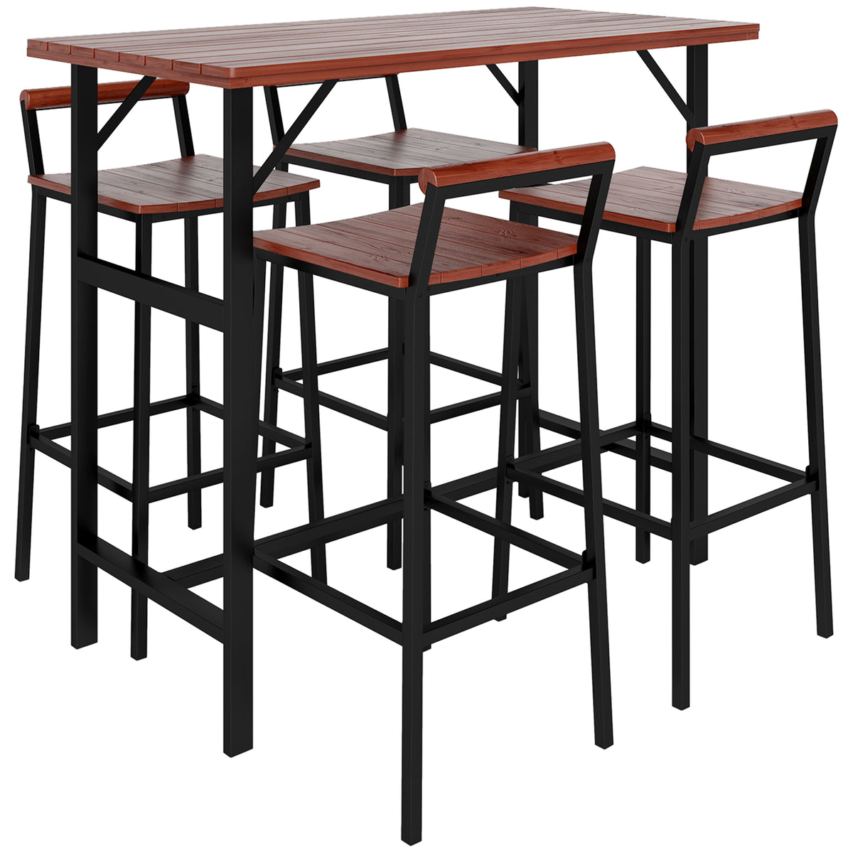 5 Piece Patio Bar Set with 47" Bar Height Table and 4 Bar Stools, for Backyard, Balcony, Porch, Pool, Lawn