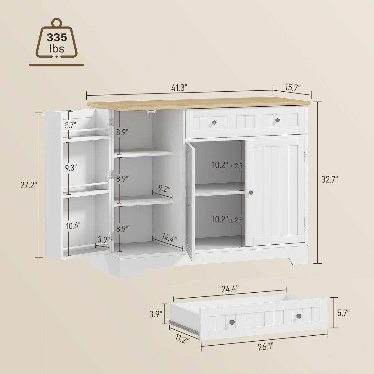Kitchen Buffet Cabinet with Drawer – 41"W x 33"H