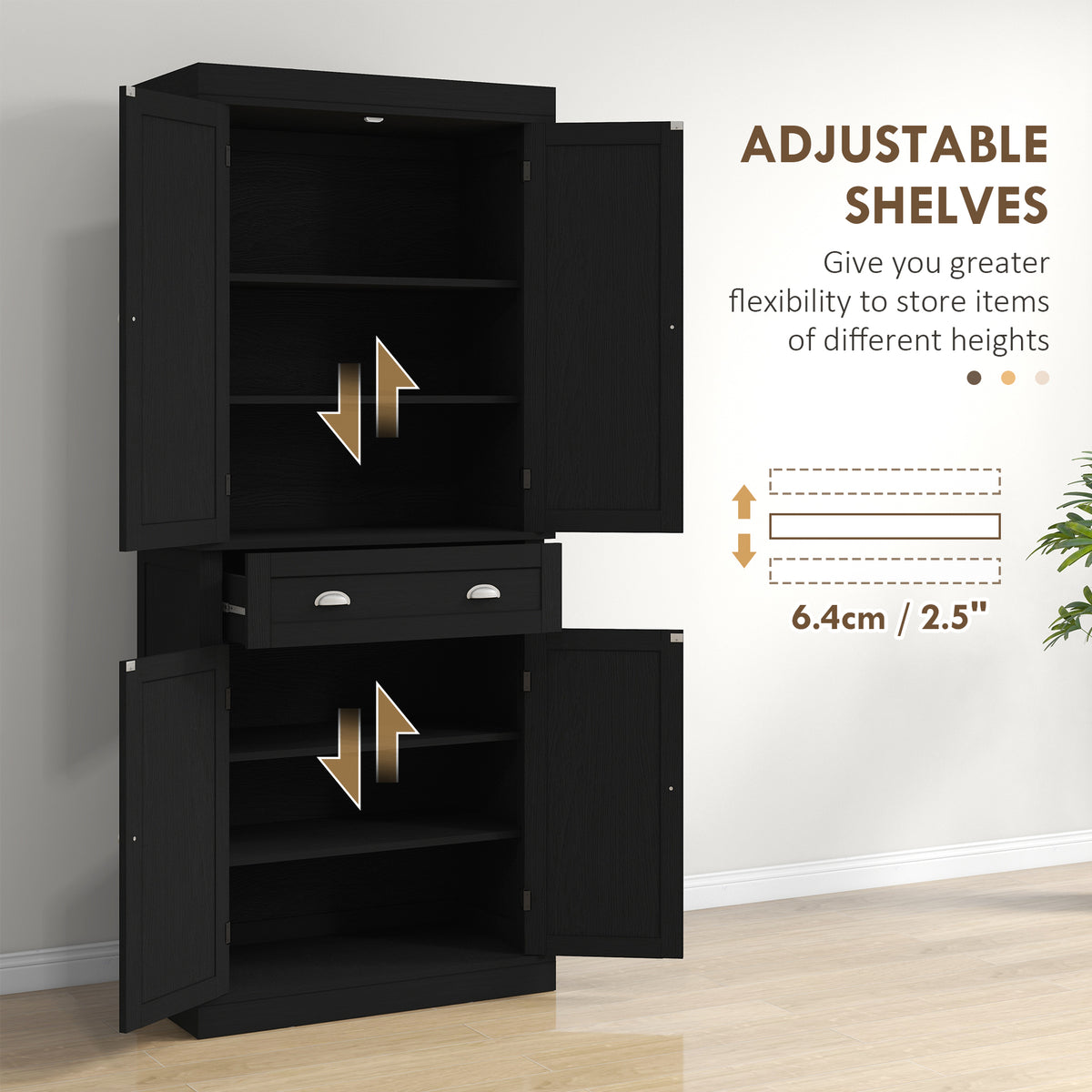 Kitchen Storage Cabinet with 4 Doors – 30"W x 73"H