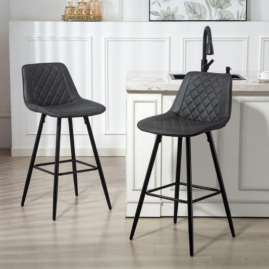 PU Leather 27.75" Counter Height Bar Chairs with Metal Legs, Set of 2