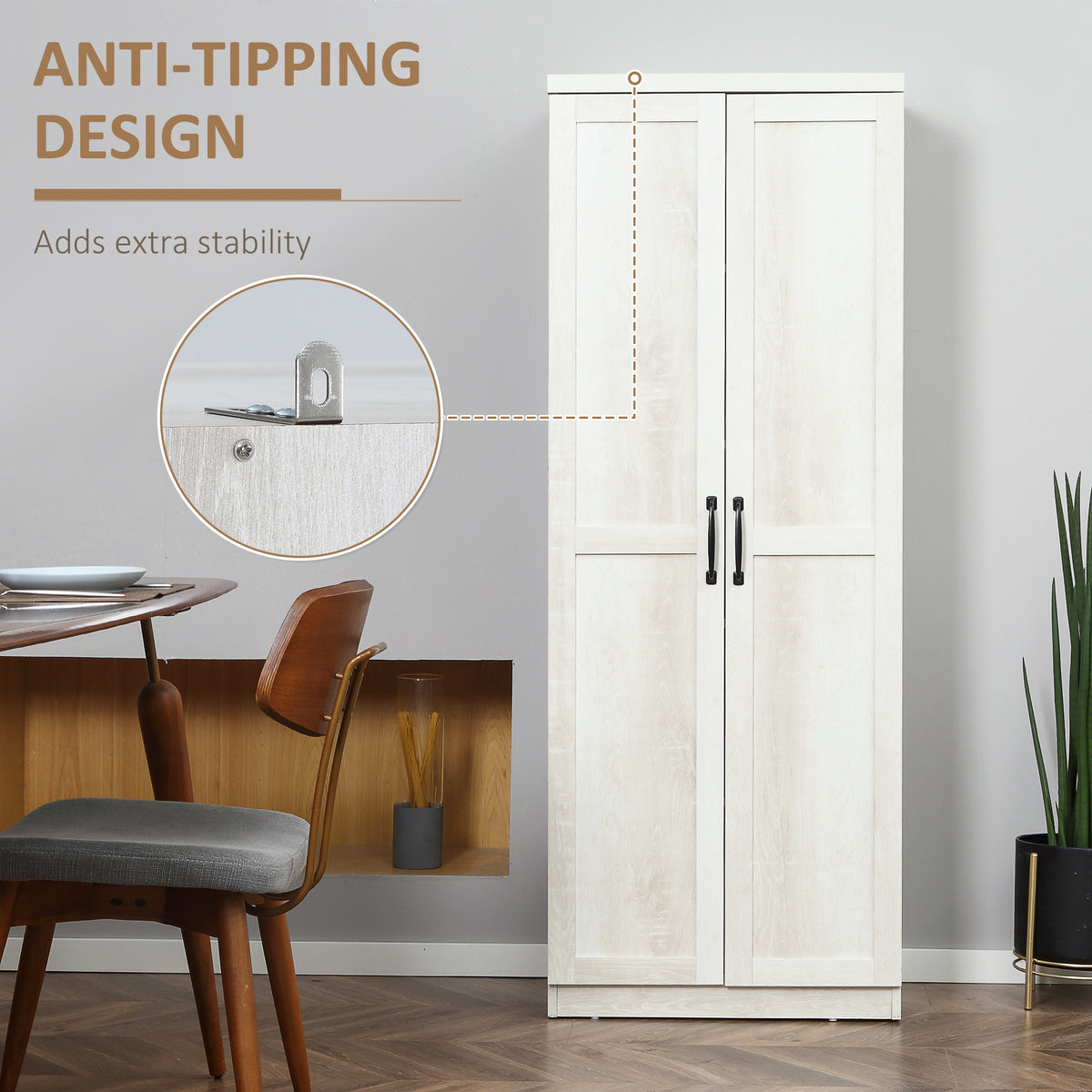 5-tier Pantry Cabinet with Doors and Adjustable Shelves – 24"W x 63"H