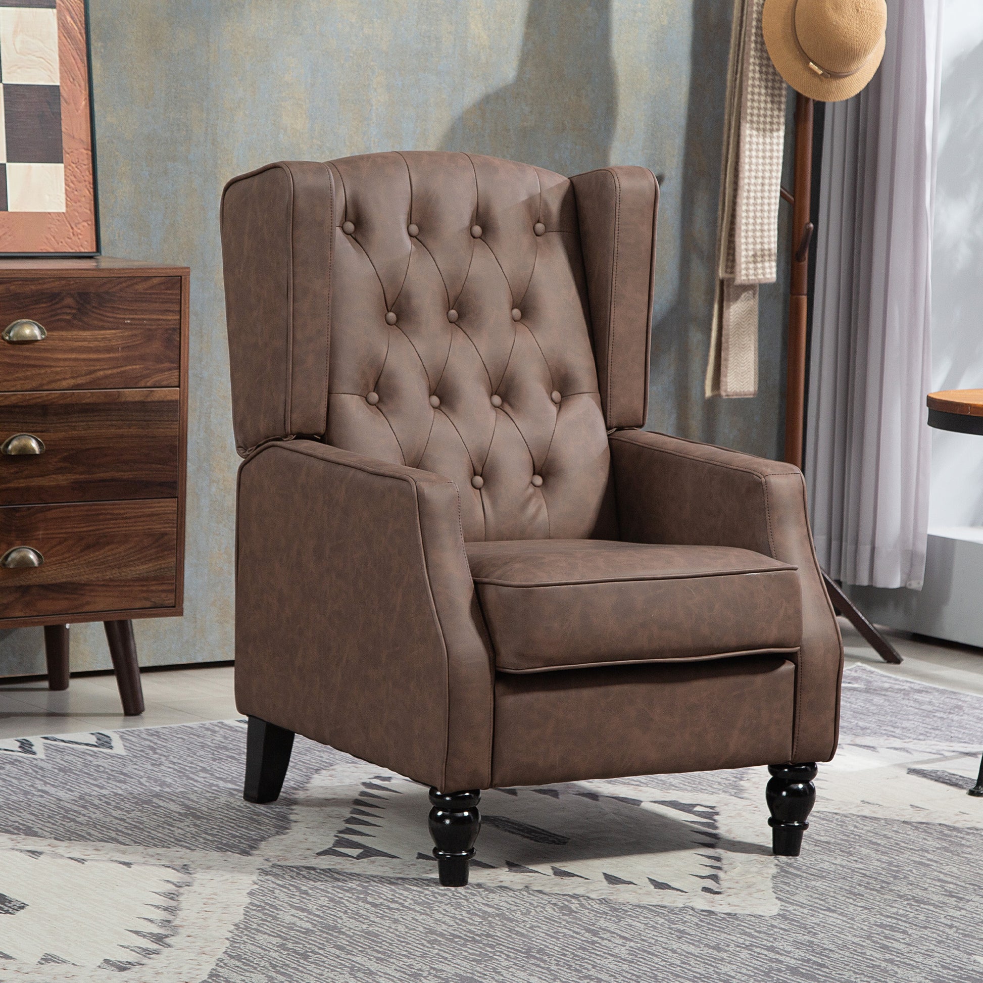 HOMCOM Modern Faux Leather Accent Armchair with Thick Padding, Brown