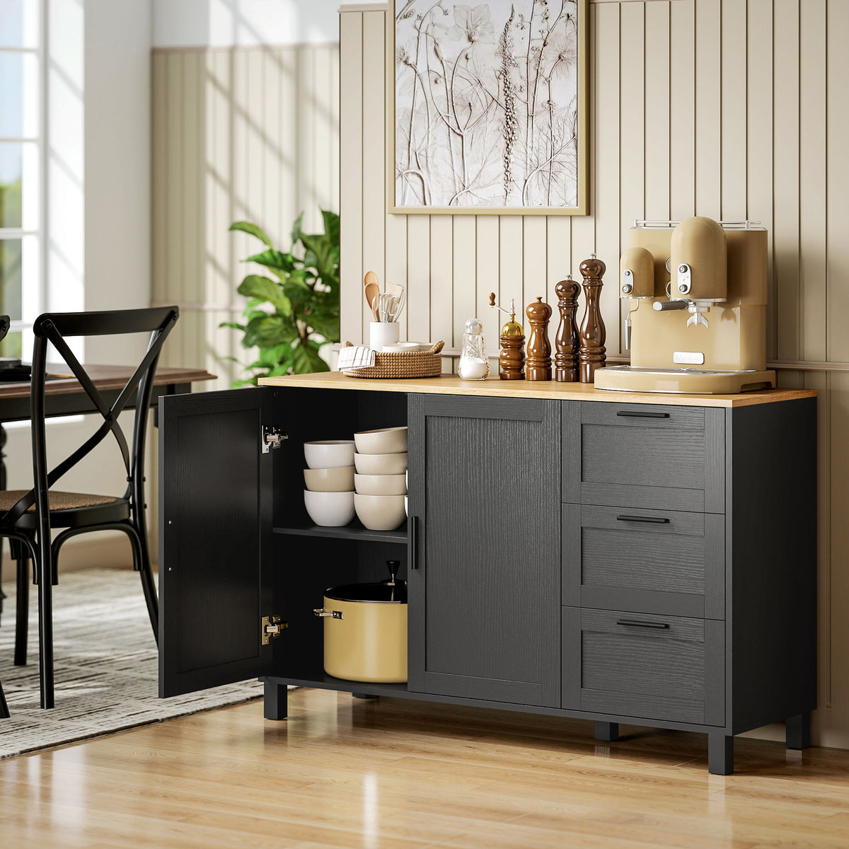 Buffet Cabinet with 3 Drawers and Soft-Close Doors – 47"W x 30"H