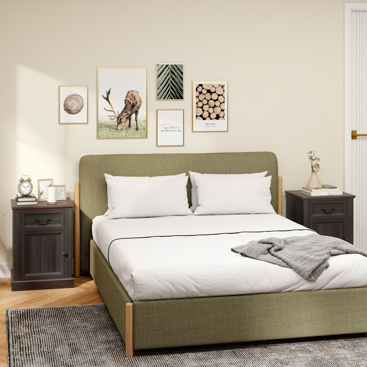 Nightstands with Drawer and Cabinet, Set of 2 – 18"W x 24"H
