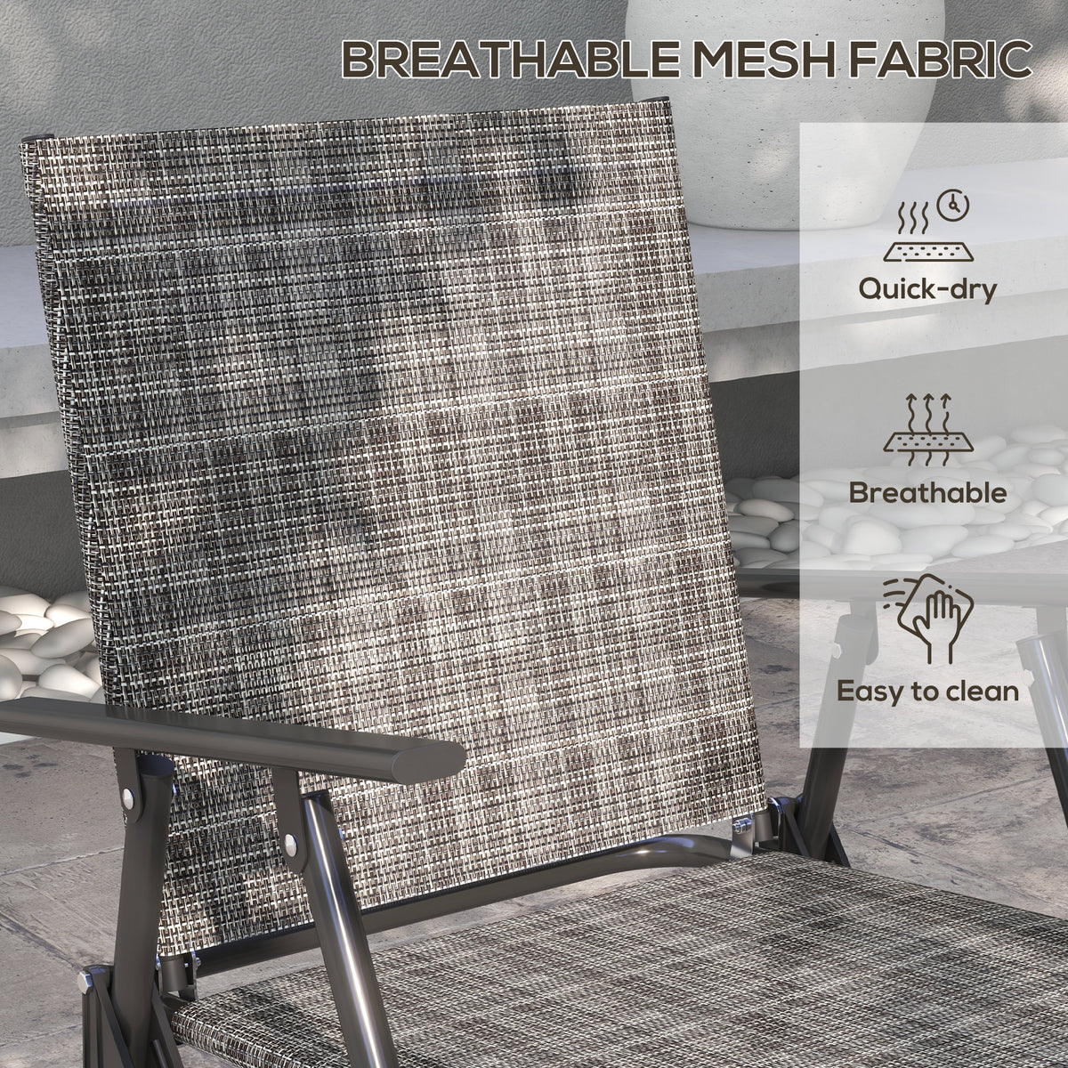 Outdoor 4 Pieces Patio Furniture Set, Garden Set with Two Foldable Armchairs, a Loveseat & Glass Top Table – Mixed Grey