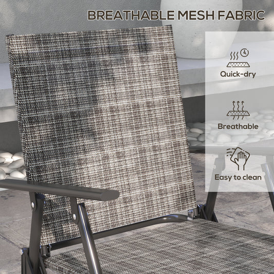 Outdoor 4 Pieces Patio Furniture Set, Garden Set with Two Foldable Armchairs, a Loveseat & Glass Top Table – Mixed Grey