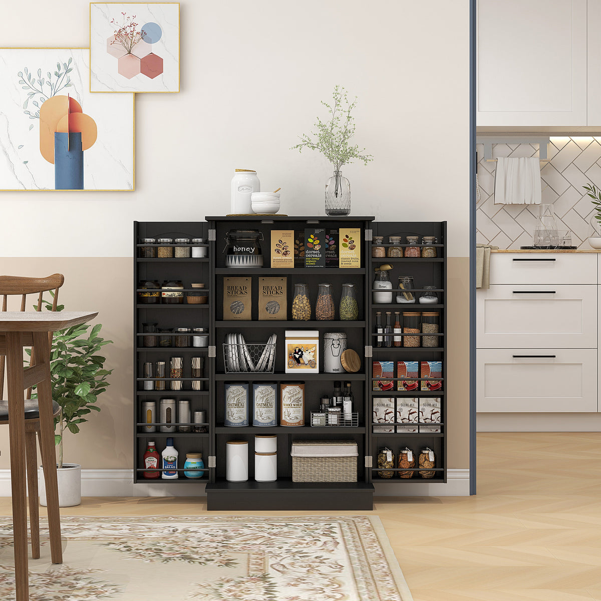2-Door Kitchen Pantry Cabinet with 5-tier Shelving – 24"W x 41"H