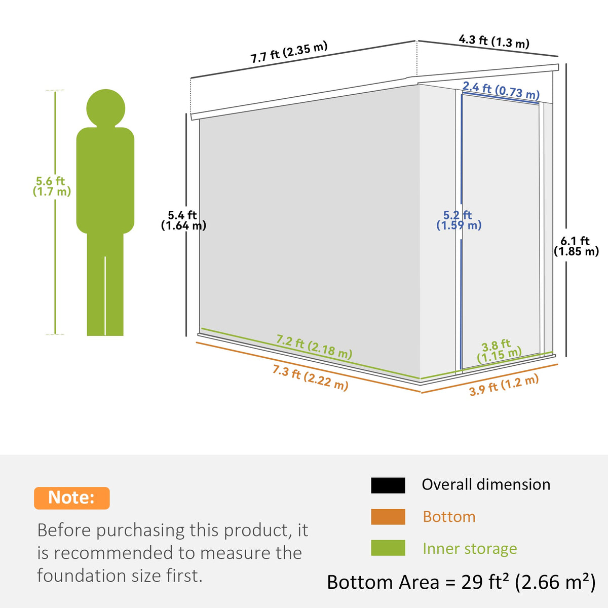 4' x 8' Outdoor Storage Shed Lean to Shed Outdoor Metal Tool Shed with Lockable Door and Air Vents