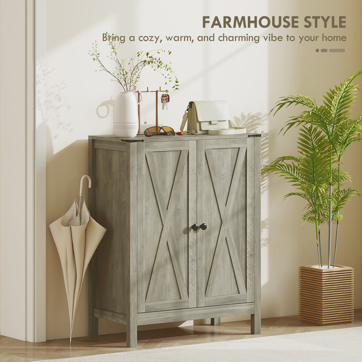 Shoe Cabinet with Barn Doors – 30"W x 39"H