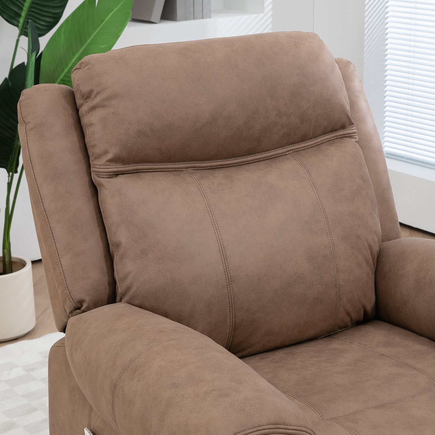 HOMCOM Manual Recliner Chair with Vibration Massage, Side Pockets, Microfiber, Brown