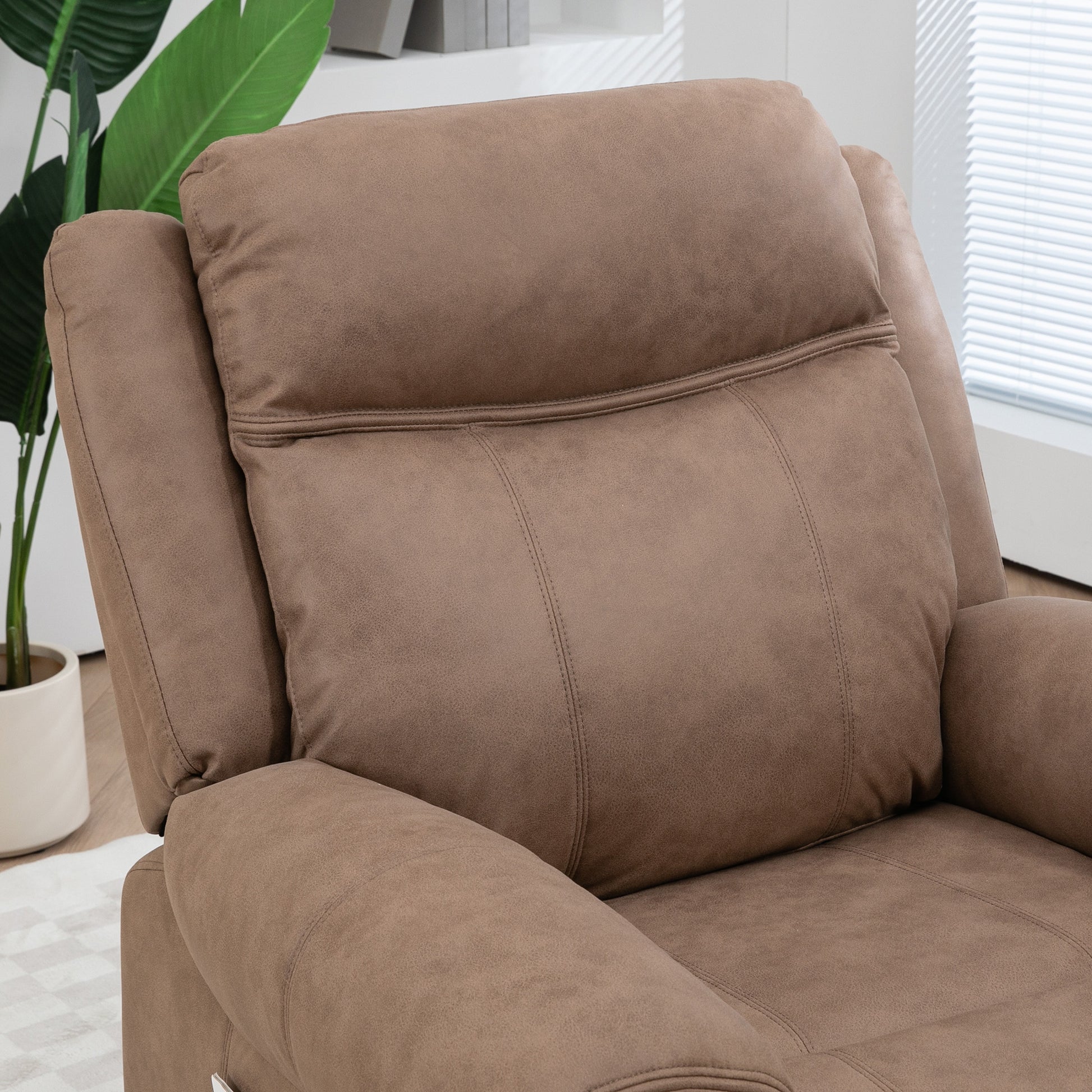 HOMCOM Manual Recliner Chair with Vibration Massage, Side Pockets, Microfiber, Brown