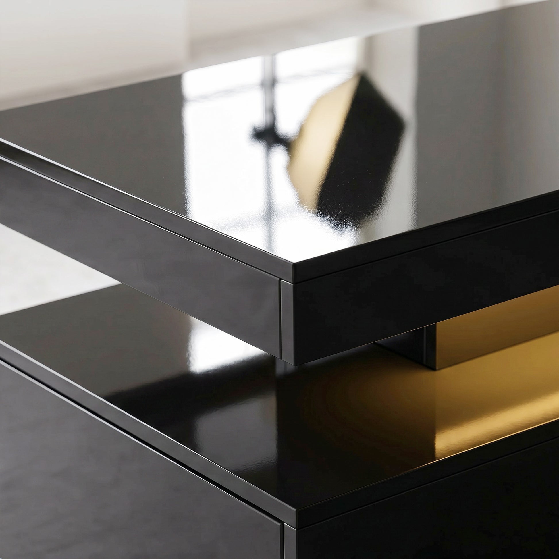 HOMCOM LED Coffee Table High Gloss Black