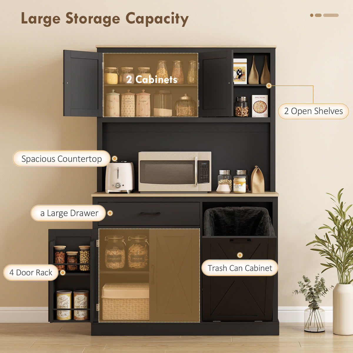 Pantry Cabinet with Charging Station – 44"W x 69"H