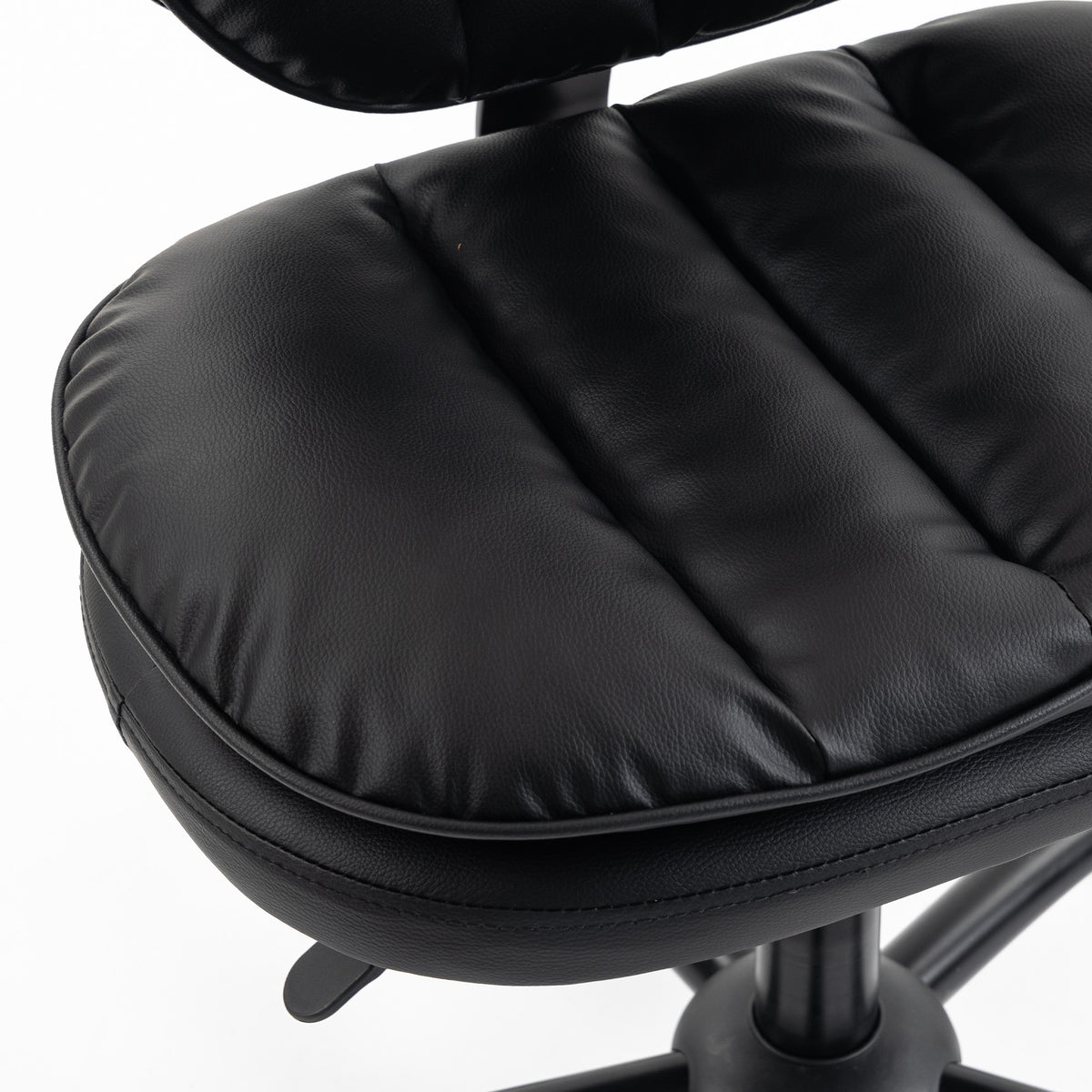 Ergonomic Cross Legged Office Chair with Detachable Footrest, Black