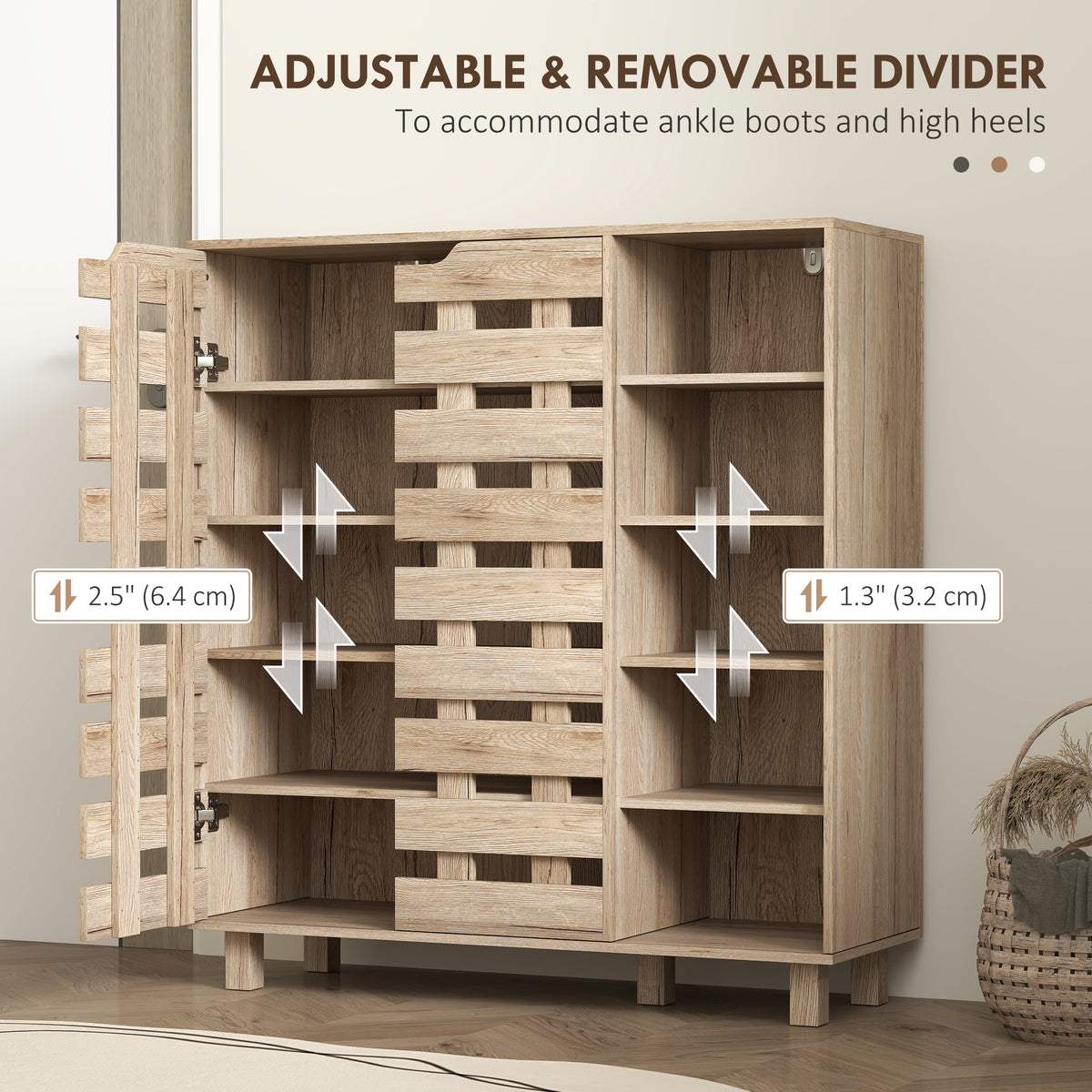 Shoe Cabinet with 5-Tier Double Door Storage – 34"W x 37"H