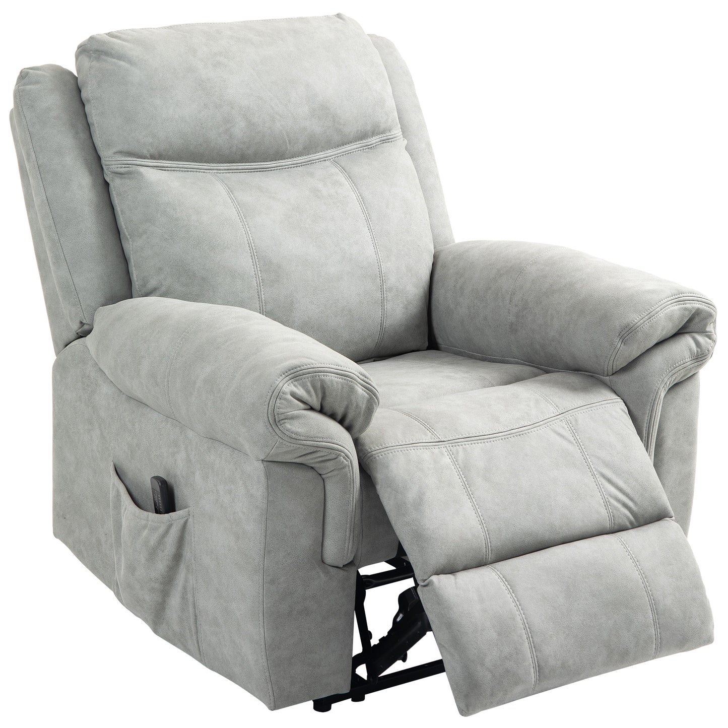 HOMCOM Manual Recliner Chair with Vibration Massage, Side Pockets, Grey Microfibre