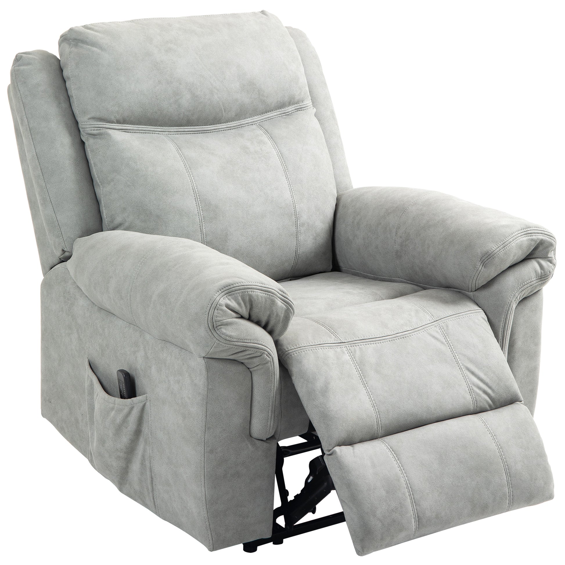 HOMCOM Manual Recliner Chair with Vibration Massage, Side Pockets, Grey Microfibre