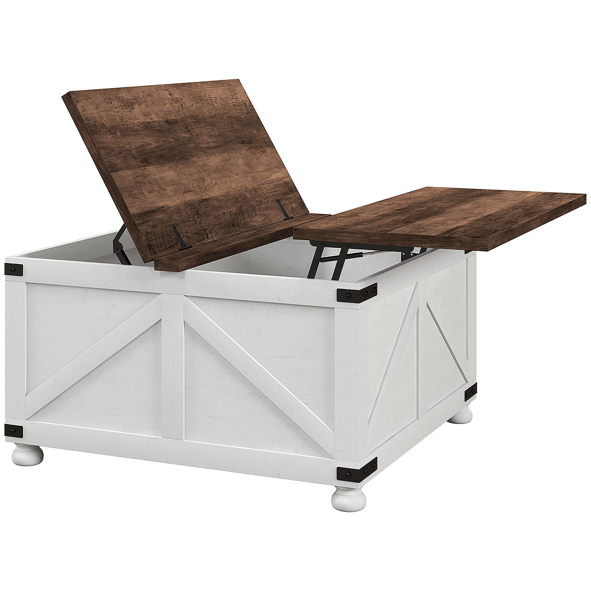 HOMCOM Coffee Table With Lift Top 32" Farmhouse Center Table, Antique White