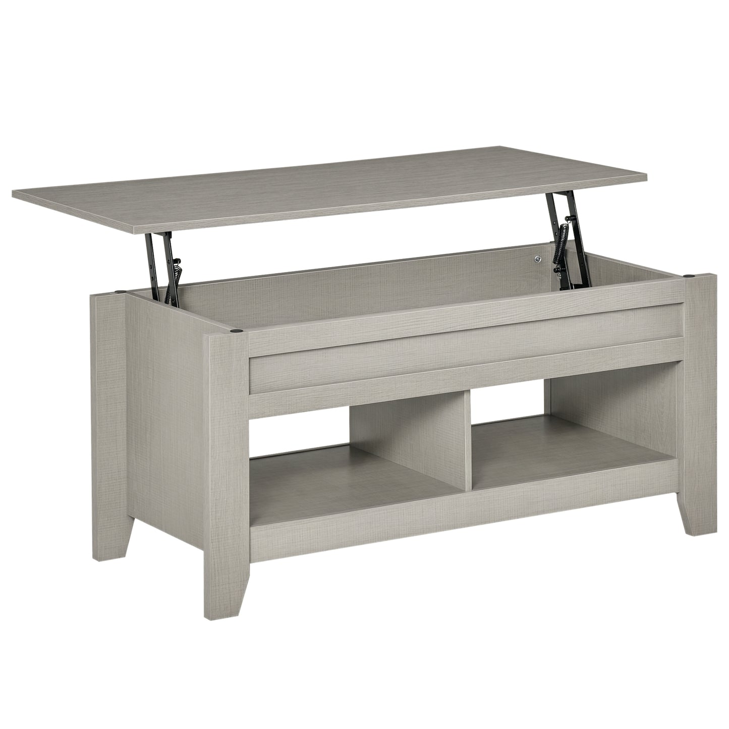 HOMCOM Lift Top Coffee Table: Hidden Storage, Open Shelves, Pop-Up Work Surface