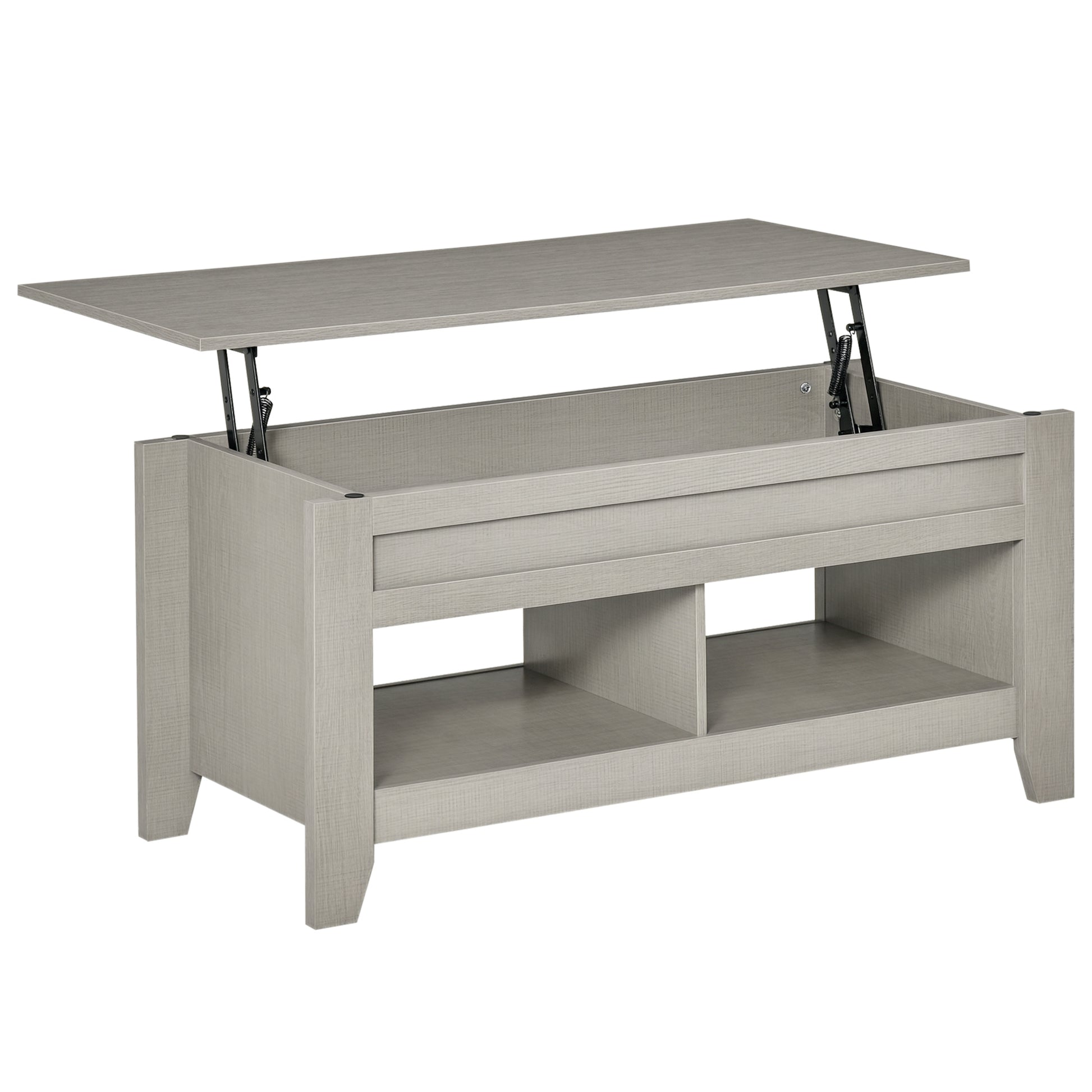 HOMCOM Lift Top Coffee Table: Hidden Storage, Open Shelves, Pop-Up Work Surface