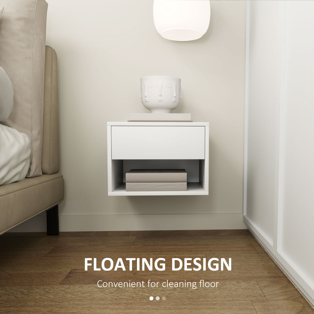 Floating Nightstands with Drawer, Set of 2 – 16"W x 11"H