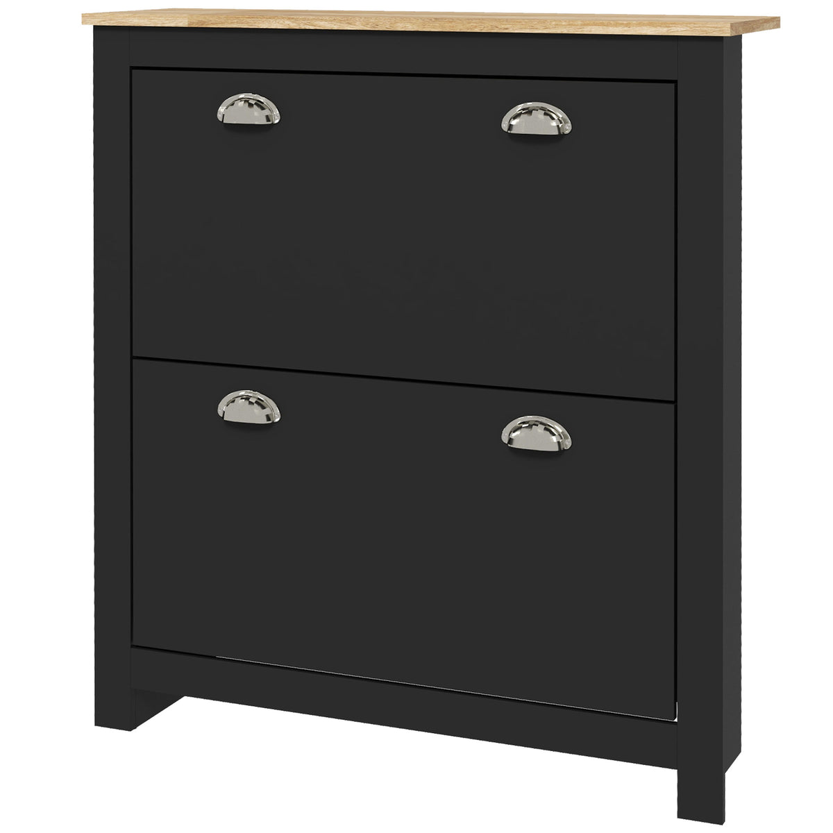 Modern Shoe Cabinet with 2 Flip Drawers – 31"W x 36"H