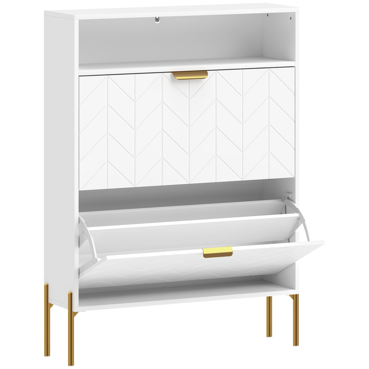 Shoe Cabinet with 2 Flip Drawers – 31"W x 43"H